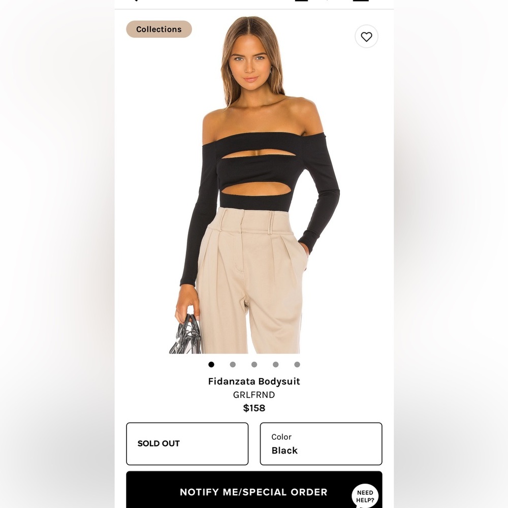 Grlfrnd awesome cutout bodysuit - like new worn only twice